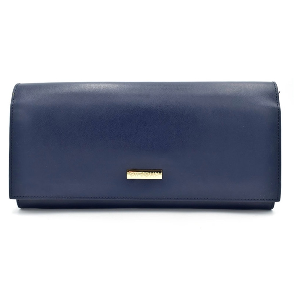 NEW St. John Navy Leather Travel Wallet Clutch reg $225